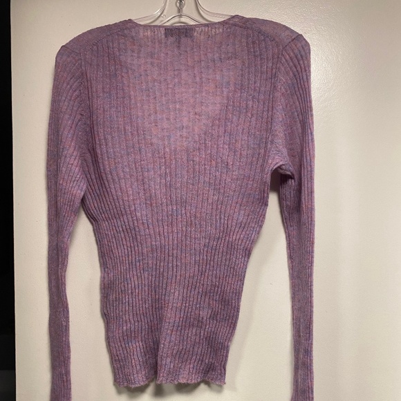 RAG & BONE mauve ribbed v-neck sweater, size M - Picture 2 of 3